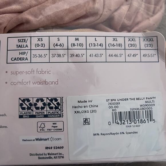 Secret Treasures 2-pair maternity underbelly panties size 20 (XXL)  NEW - Picture 2 of 8